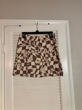 Warner Bros. Brown and Cream Checkerboard Mini Skirt